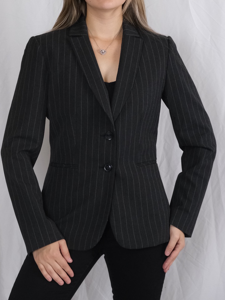 Antonio Melani Black Pinstripe Tailored Blazer - Office, Work, School